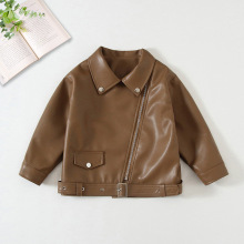 【外贸】男童机车服2025儿童春秋皮衣韩版女童宝宝复古pu皮夹克衫