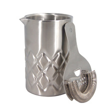 不锈钢双层搅拌杯格纹日式调酒搅拌杯mixing cup酒吧鸡尾酒调制壶