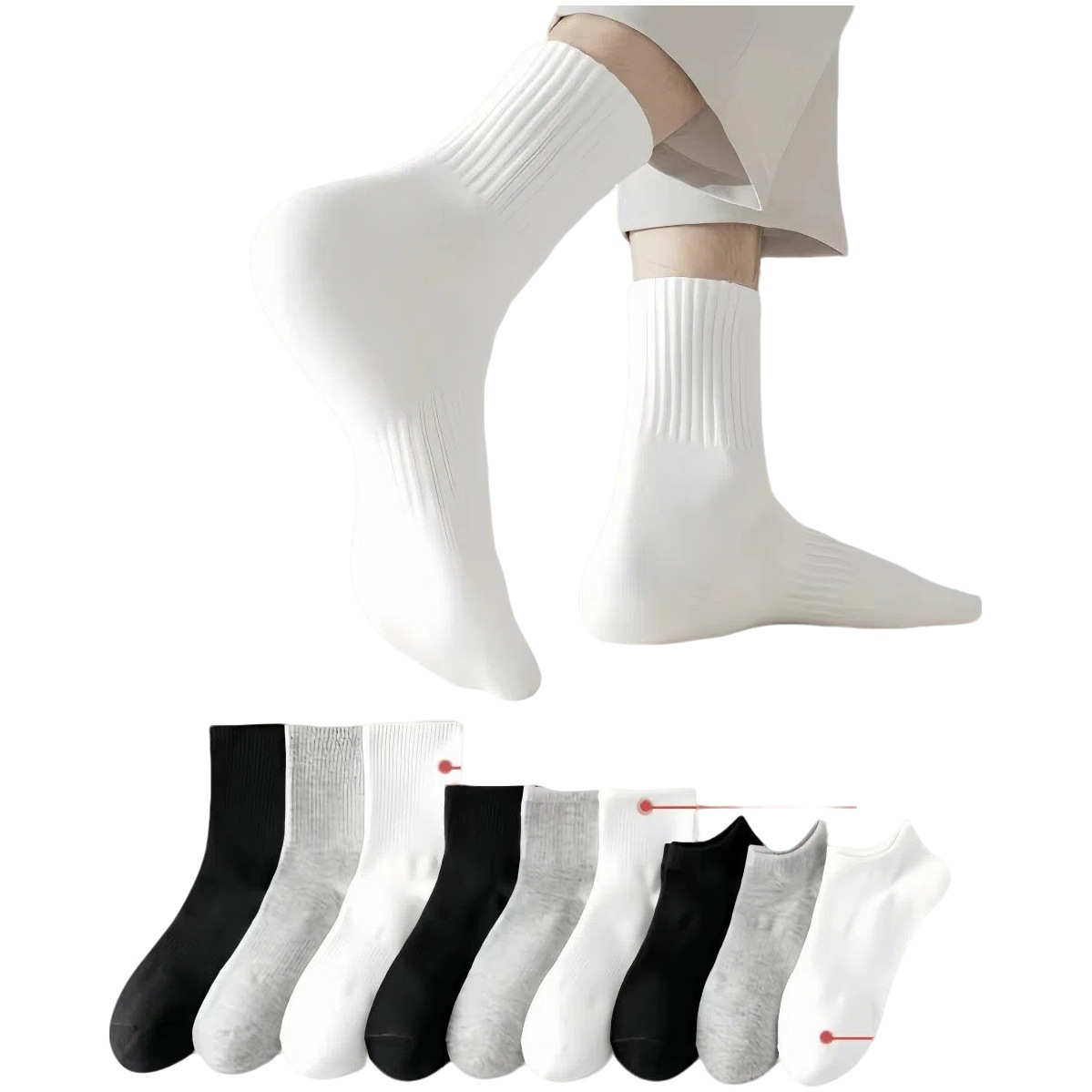 Disposable Socks for Men and Women, Spring and Summer Travel, Anti-Odor, Daily Disposable Socks, Sweat-Absorbent, Breathable, Daily Disposable Mid-Calf Socks