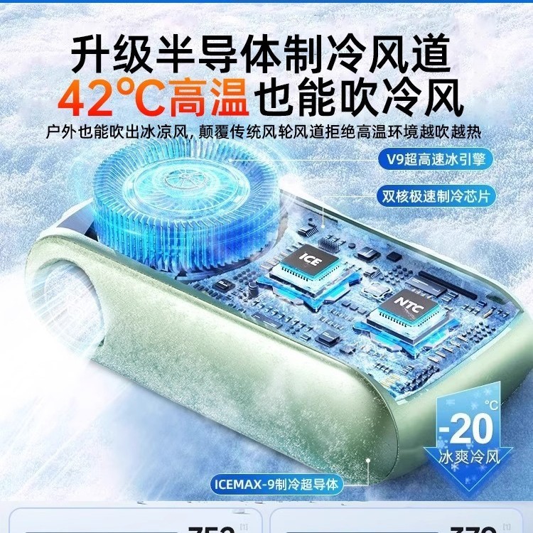 新しい半導体冷凍高速小型ファン氷湿布学生ポータブルミニ首吊りハンドヘルド強風デスクトップ|undefined