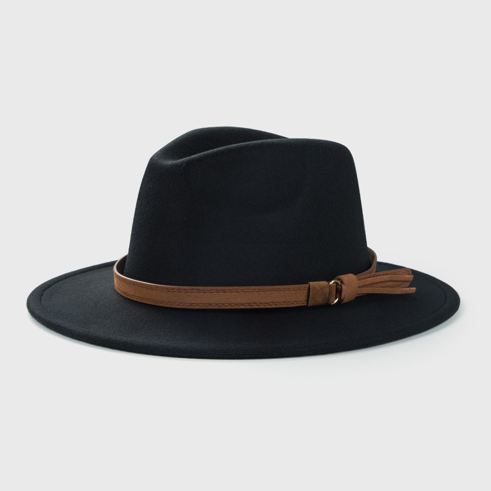 371g Weight Anniversary, Business, Wedding, Outdoor, Travel, Beach, Birthday, Festival, Shopping Occasion Unisex Gender Korean Style Style Royal Blue, Dark Blue, Grey, Wine Red, Camel, Black Color Retro Woolen Hat Korean  Belt Accessories Top Hat Simple Big Brim Jazz Hat 8