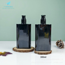 现货300ml黑色壶形扁瓶男士洗面奶身体乳瓶PET洗发水沐浴露分装瓶