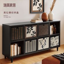 中古风抽屉收纳盒卡莱克可折叠复古布艺格子柜置物架衣柜桌面收纳