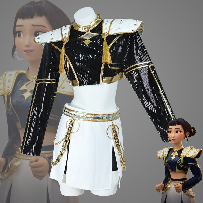跨境Demon Hunters猎魔女团Golden黑金打歌服 鲁米佐依米拉cos服|undefined