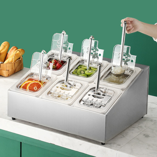 Stainless steel portion basin shelf jam box milk tea special pearl powder fruit box condiment rack square box