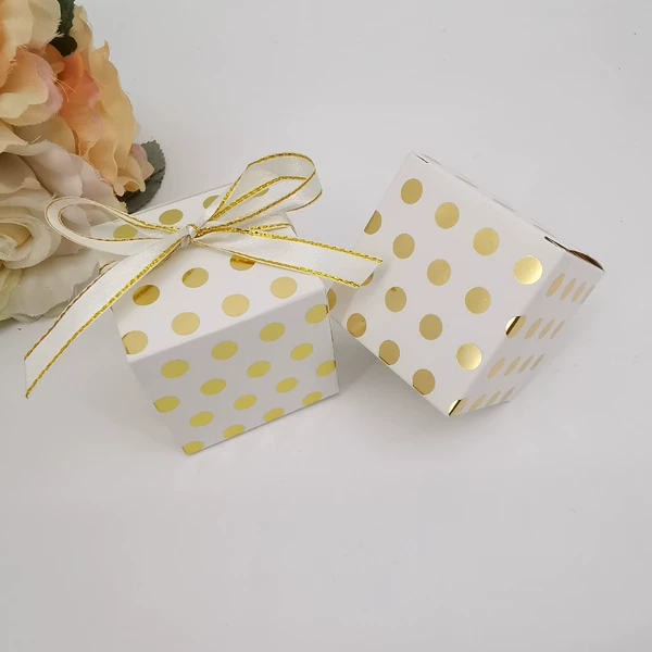White gold polka dots + double gold edge ribbons