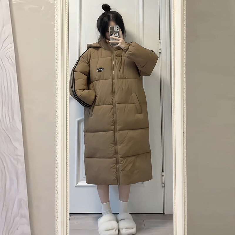 Ropa de algodón suelta de mujer larga y media, estilo académico, chaqueta de pan gruesa, pareja, moda casual coreana