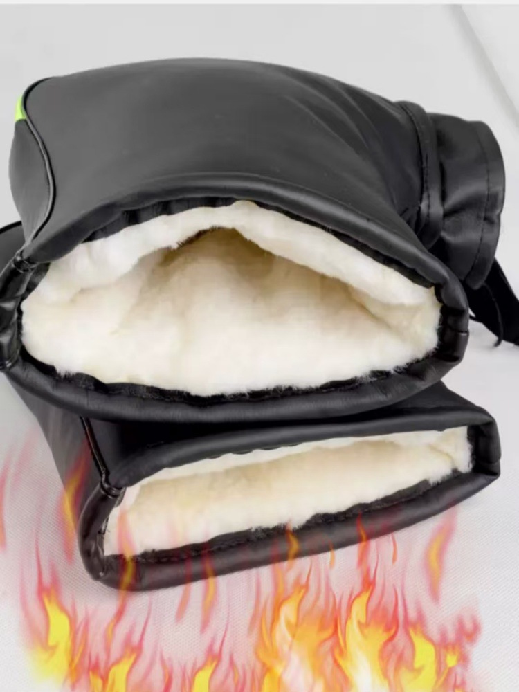 Winter Handlebar Covers for Electric Motorcycles, Universal Windproof and Thickened Wool Handlebar Covers for Three-Wheeled Vehicles