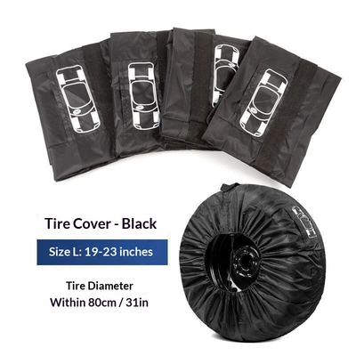 Cross-Border Special Car Tire Covers, Spare wheel cover - black-belt-size-l-pack-of-4