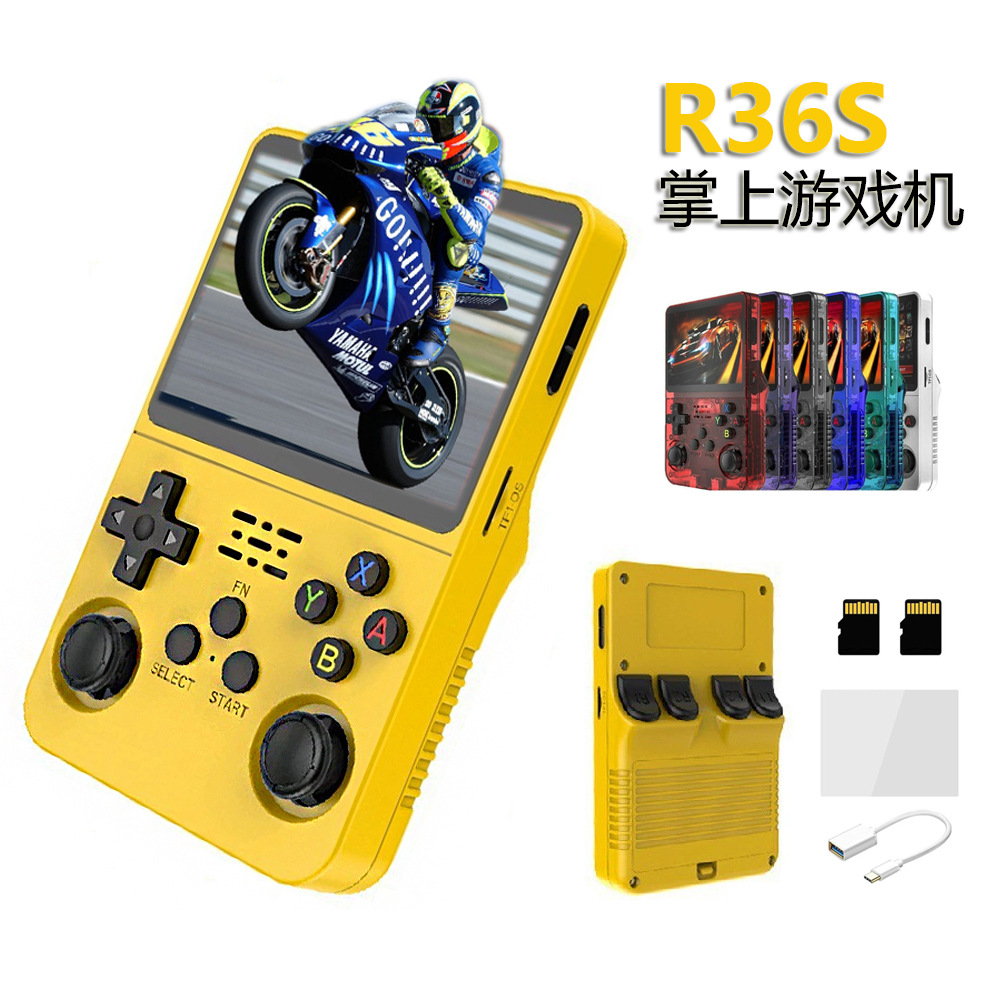 Consola de juegos R36S explosiva transfronteriza, juegos retro portátiles, arcade, sistema dual 3D, consola de juegos portátil de código abierto