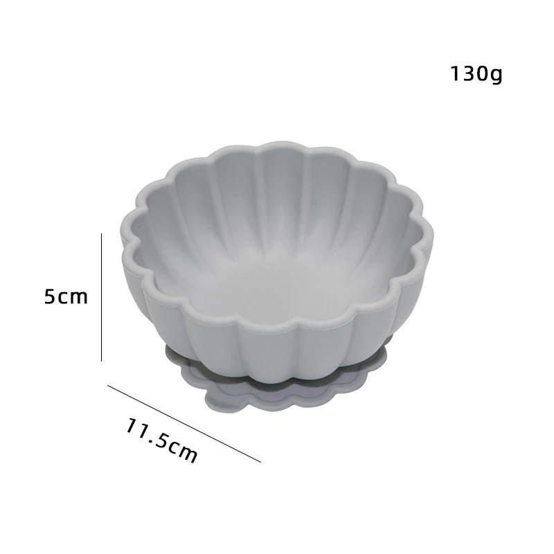 Cuenco de suplemento alimenticio de silicona cuenco de calabaza cuchara de silicona redondo para niños vajilla de entrenamiento de alimentación resistente a las caídas cuenco de silicona para niños