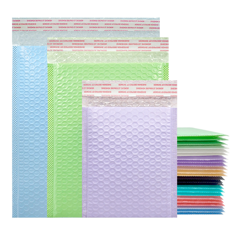 Bolso de burbuja Rosa desnudo colorido al por mayor bolsa de embalaje macaron pequeña tarjeta de material de embalaje bolsa de espuma expreso bolsa a prueba de golpes