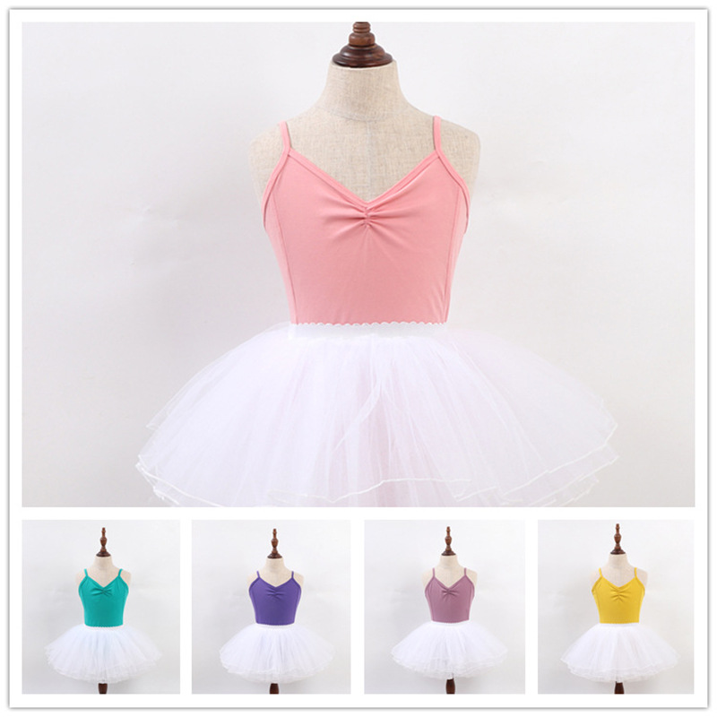 儿童体操服吊带连体舞蹈服练功服女童背心开档春夏舞蹈服舞蹈考级