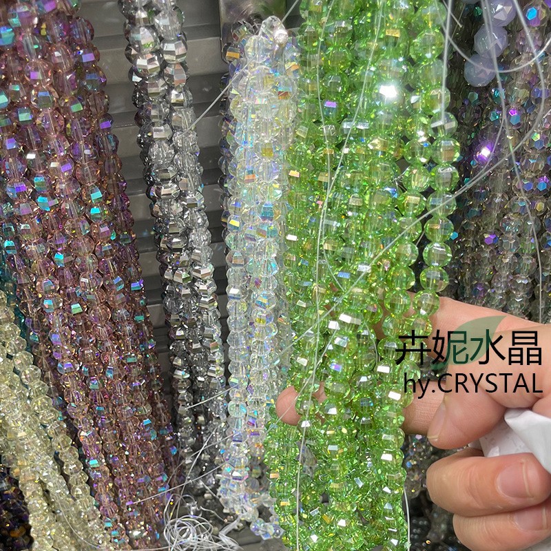 8MM水晶西瓜珠多切面玻璃珠水晶DIY手链项链耳环发饰鞋服配饰配件