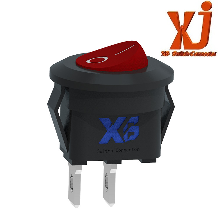 直销圆形翘板开关两脚 小型2脚2档船型开关圆形红色LED灯按键开关