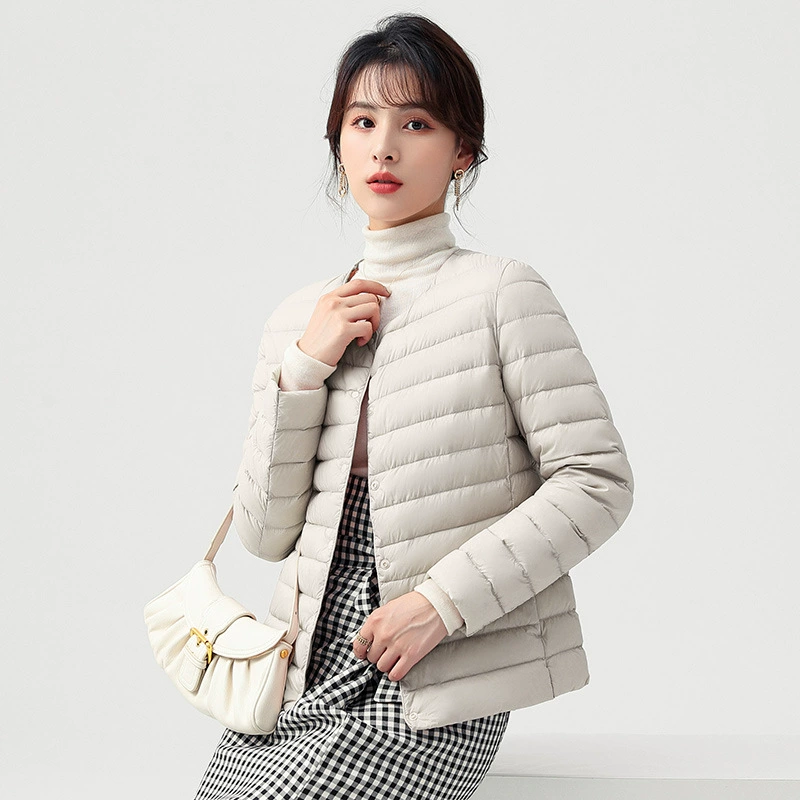 Зимний пуховик Женский с круглым вырезом модный тренд Тонкий пуховик куртка женская куртка