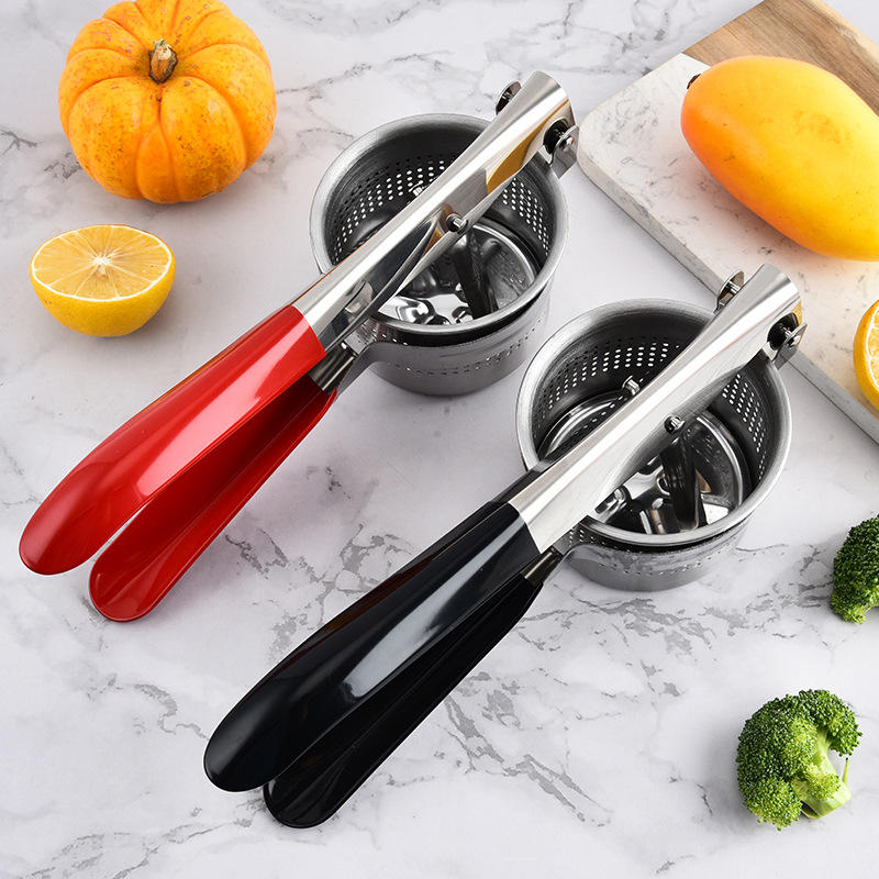 Prensa de patatas de acero inoxidable extrusor de jugo manual extrusor de verduras extrusor de agua frutas extrusor de jugo de puré de ajo extrusor de jugo mágico