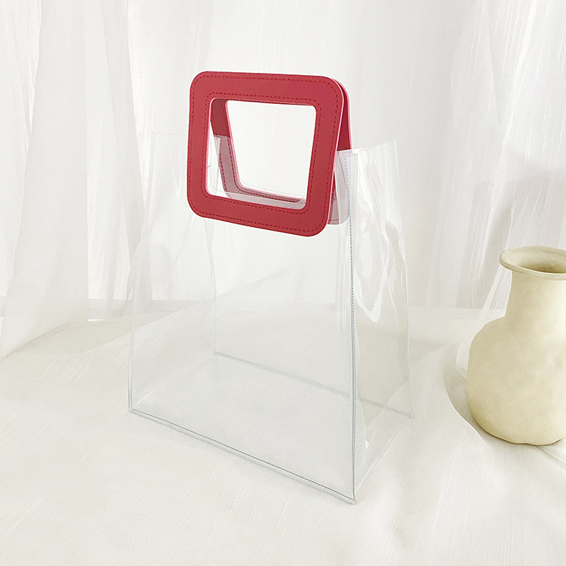 Plastic Transparent Gift PVC Tote Bag for Wedding Birthday Valentine's Day Handbag Gift Bag Wholesale Ins Style