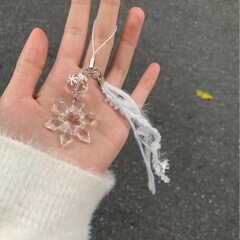 越境新品クリスマスツリー装飾雪花水滴ストラップクリスマス透明アクリル雪花アクセサリーペンダント