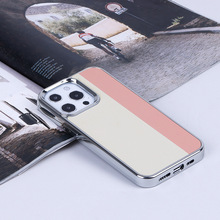 定制时尚真皮手机皮套拼接款手机单壳适用于苹果iPhone14系列皮套