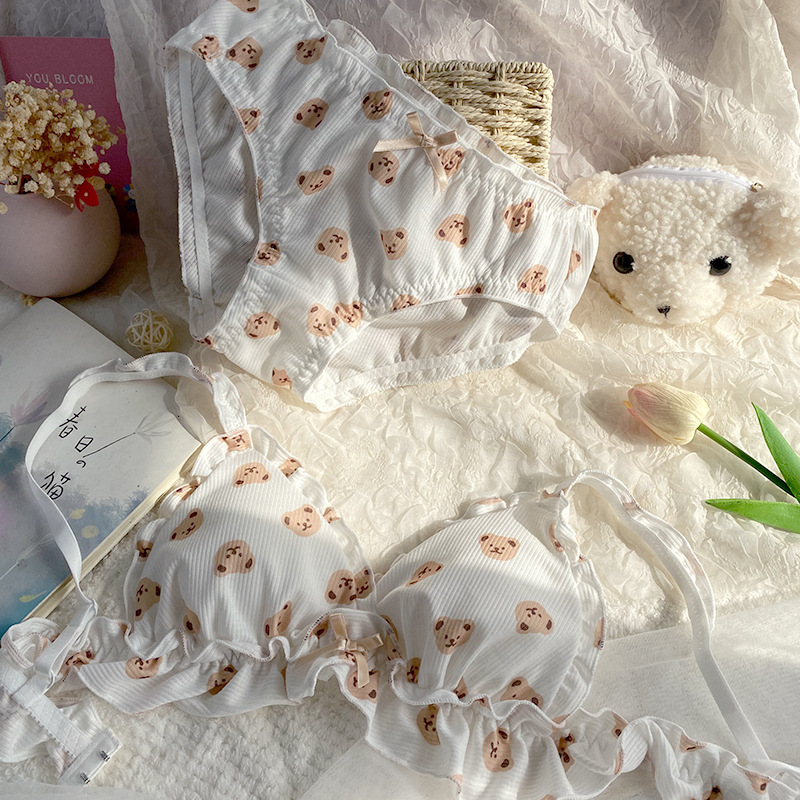 Little Bear Sweet Couple Outfit Women's High-Looking Cartoon Underwear Set Men's Mid-Waist Underwear Valentine's Day Gift