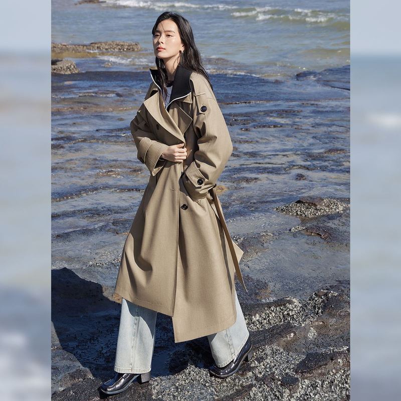 经典廓形中长款风衣外套女秋季新款气质宽松流行百搭气质大衣|undefined