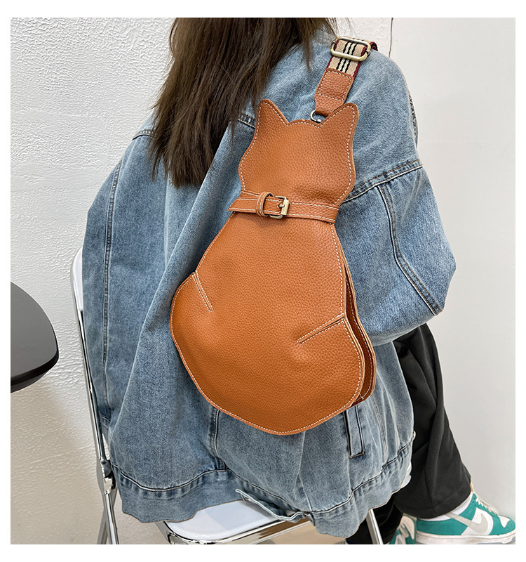 Borsa per gatti carina 2024 Borsa a tracolla singola nuova primavera Borsa a tracolla retrò in pelle alla moda e versatile Borsa da donna a tracolla personalizzata_voghion.com