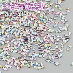K9 Imitation Huazi 1:1 Mixed Color Flat-Back Rhinestones, Irregular Shaped, Mini Colorful Long Teardrop Mixed Style Super Shiny DIY Nail Art Rhinestones