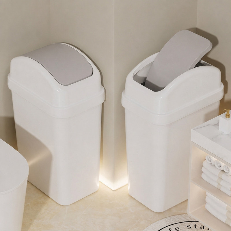 Bathroom trash can 2026 new model, rectangular with a flip lid for narrow spaces, suitable for living room, with a swing lid for home use Bathroom trash can 2026 new model, rectangular with a flip lid for narrow spaces, suitable for living room, with a swing lid for home use