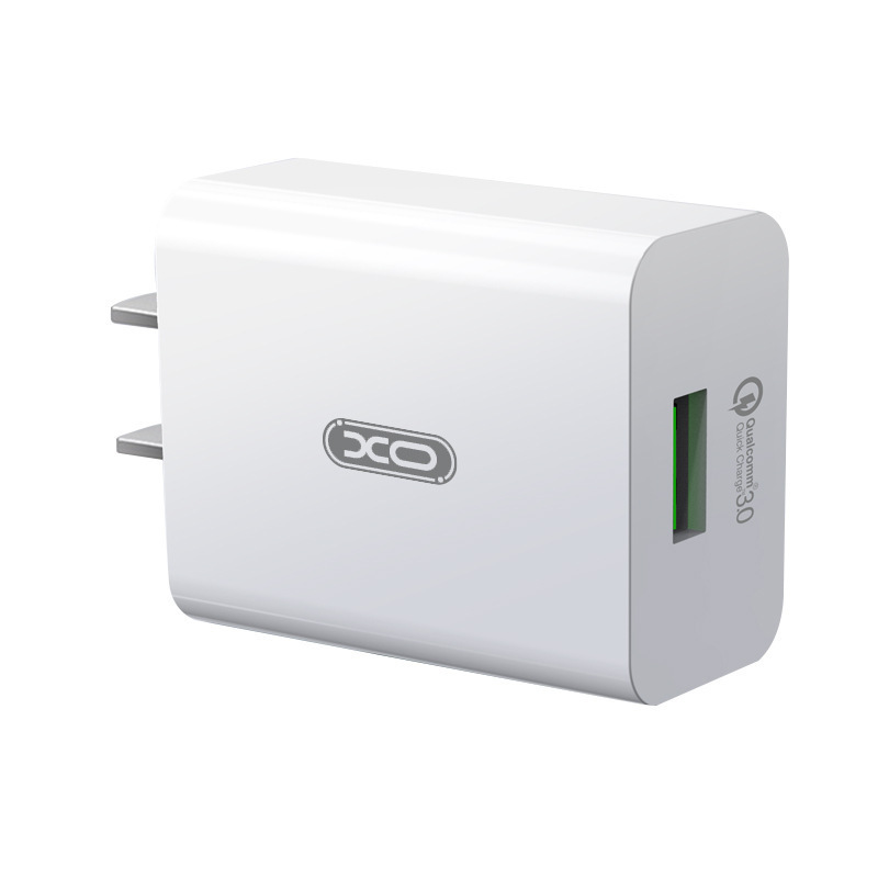 XO new L36 wholesale QC3.0 right angle 18W fast charger European standard mobile phone charging headgear assembly 1 meter line