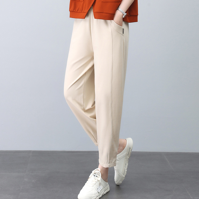 Mother's Spring and Autumn Casual Fashion Sweatpants Sports Pants 2024 New Middle-aged Women's Thin Pants with Elasto Waist