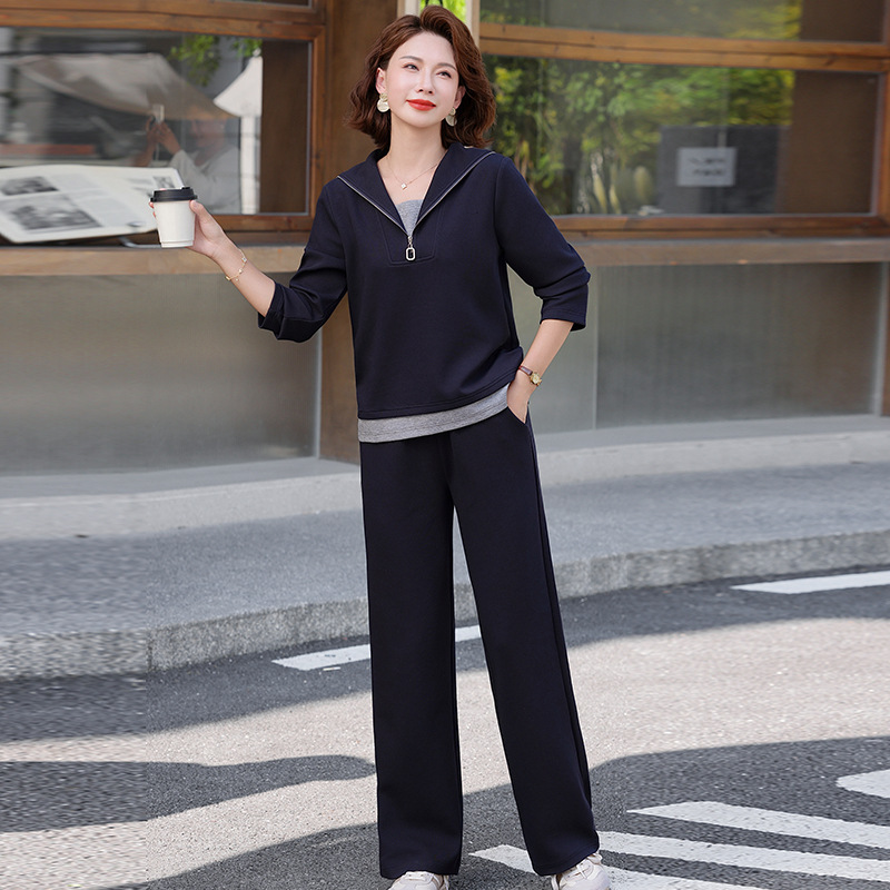 新款妈妈装秋季套装女时尚中年运动两件套中老年人衣服长袖秋装女|undefined