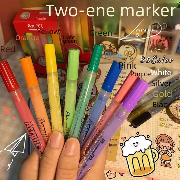 Acrylic Marker Pen Explosion Children Watercolor Pen Water Pigment Acrylic Pen 60 Color Marker Pen Color Ceramic Pen