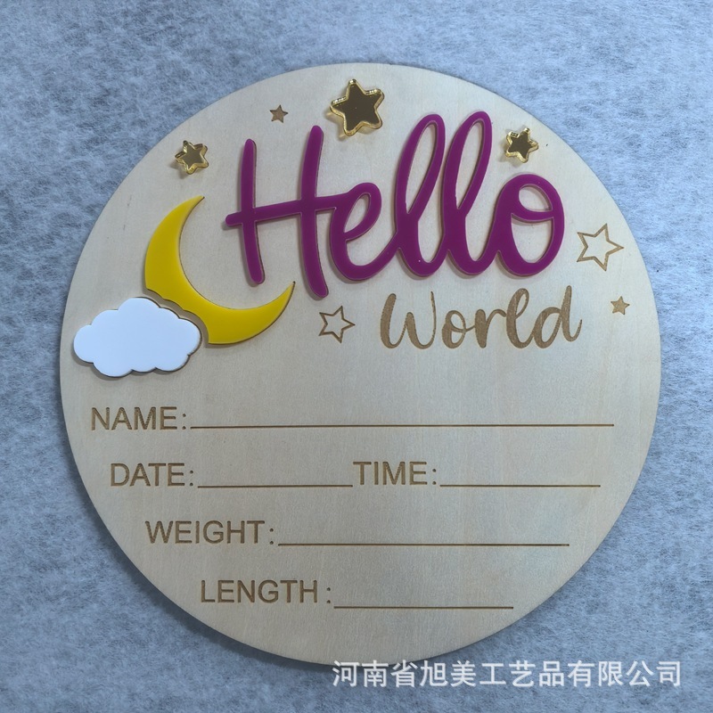 クロスボーダーこんにちはワールドhello world 3Dアルファベット新入生木製赤ちゃんマイルストーンカード月|undefined