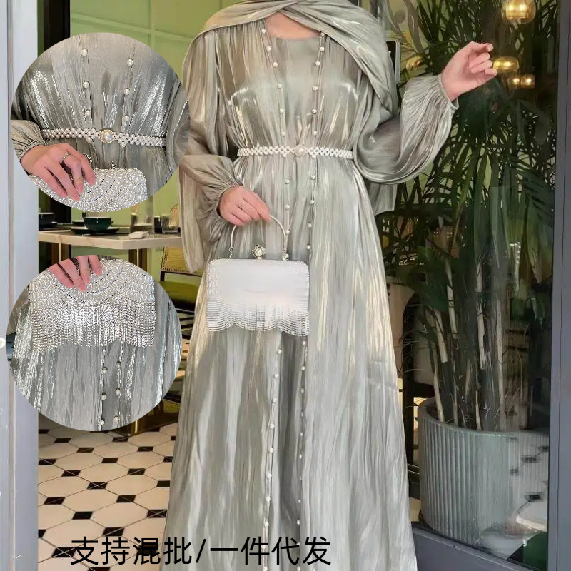 Cross-Border Aliexpress Foreign Trade Women's Clothing Flowing Gauze Three-Piece Dress Long Skirt