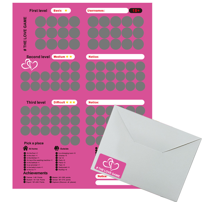 定 制跨境TheLoveGame情侣场景姿势挑战刮擦礼物海报厂家直销