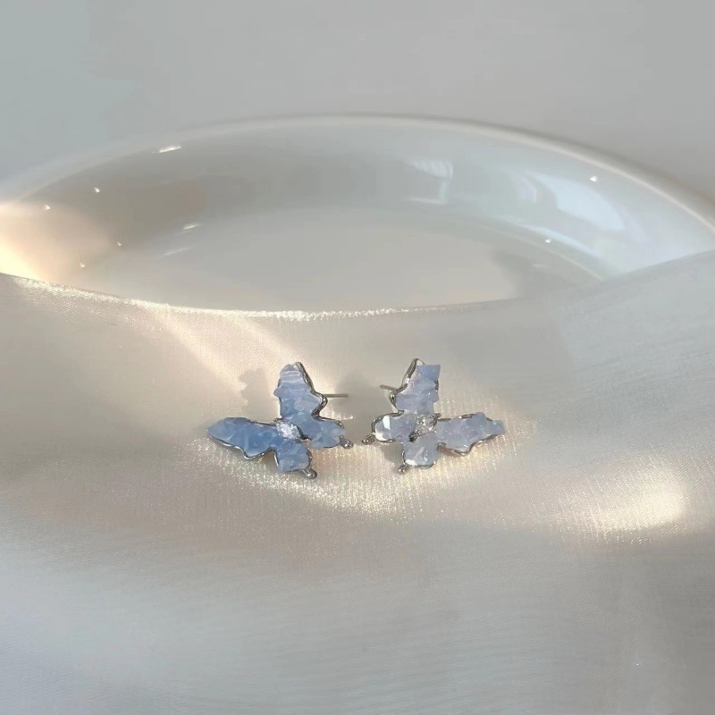 블루 크리스탈 나비 "귀걸이]