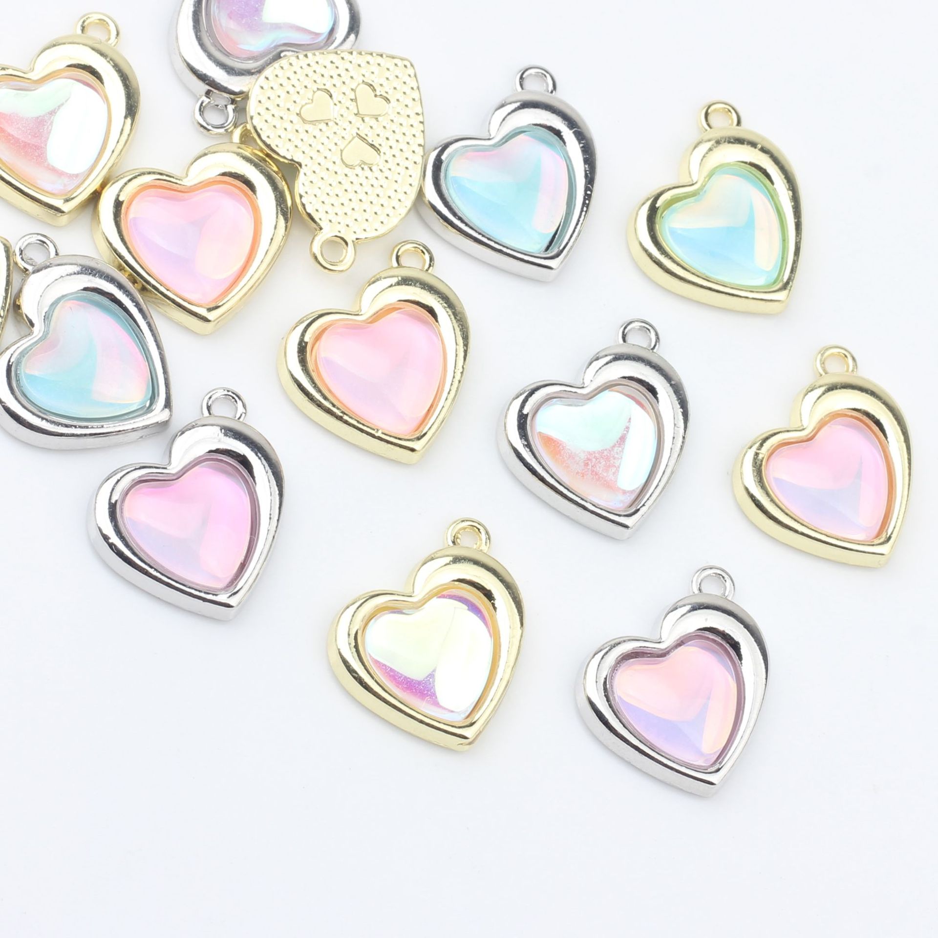 stone inlay heart shaped with zircon