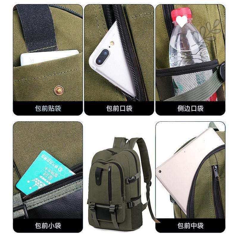 背包工地耐磨帆布男士工具双肩包大容量耐磨背包简单书包旅行包|undefined