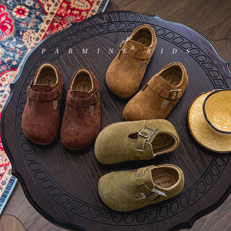 Genuine Leather Toddler British Vintage Borken Shoes Spring and Autumn New Men's and Women's Baby Soft-soled Toddler Leather Shoes Children's Single-layer Shoes