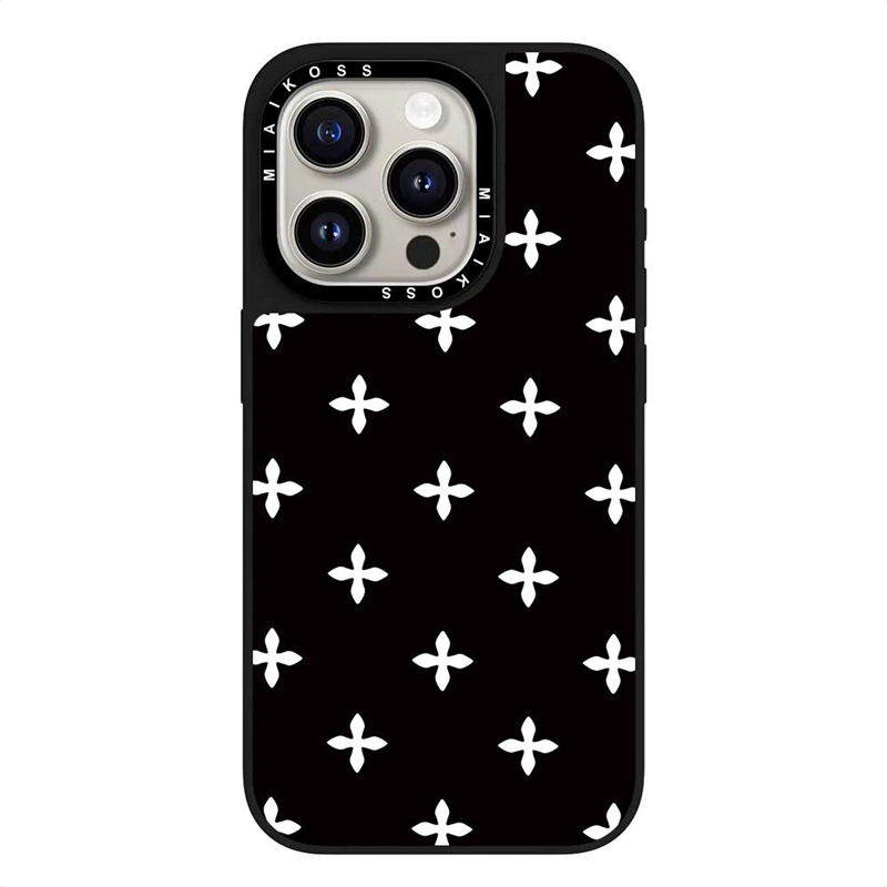 CASE ブラックミラー共同ブランド ブラックガーデン ホワイトクロスフラワー iPhone17Promax対応 Appleケース16 トレンドブランド|undefined