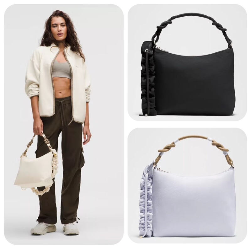 Lululemon Convertible Pleated Tote Bag Women's Versatile Fashion Shoulder Bag