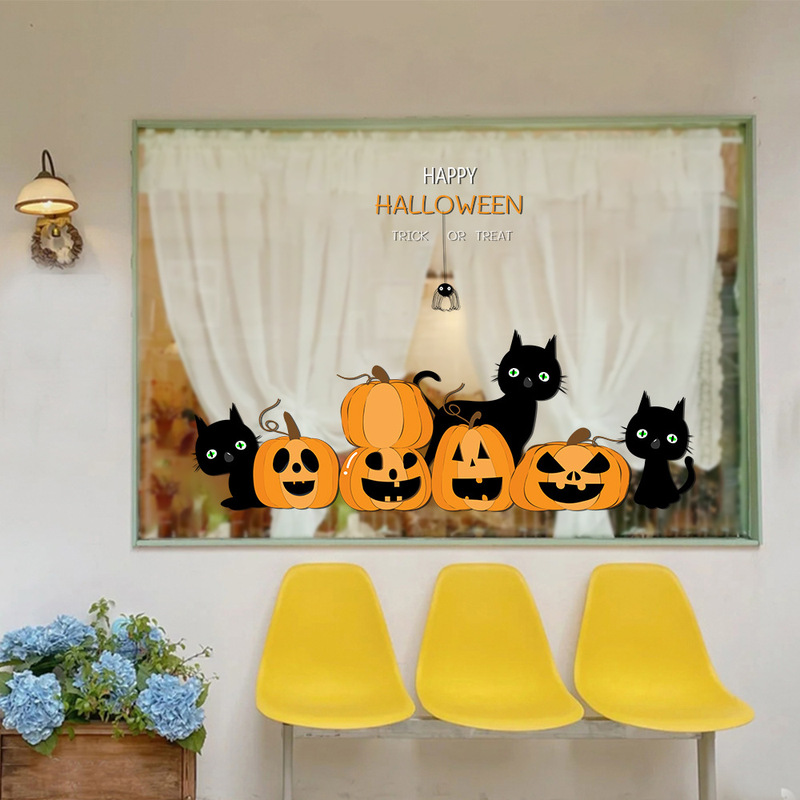 ハロウィン装飾静電ステッカーイン漫画インターネット有名店ホリデーイベントシーン雰囲気レイアウトウィンドウステッカー|undefined