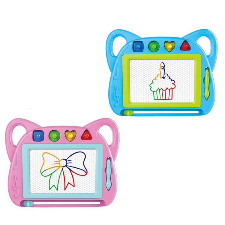 漫画2耳カラー磁気ボードセットブルーパウダー2色ベルト4スタンプ子供落書きプラスチックタブレットおもちゃ