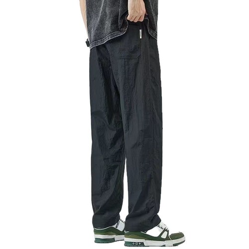 2025 Summer New Men's High-Waisted Casual Work Pants Loose Straight Leg Pants Durable Elastic Waist Trendy