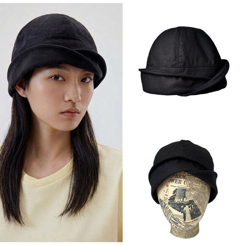 Designer Style Flip-Brim Navy Hat for Women, Black, Simple and Fashionable, Street Style Sailor Hat, Retro Versatile, Relaxed Summer Look Designer Style Flip-Brim Navy Hat for Women, Black, Simple and Fashionable, Street Style Sailor Hat, Retro Versatile, Relaxed Summer Look