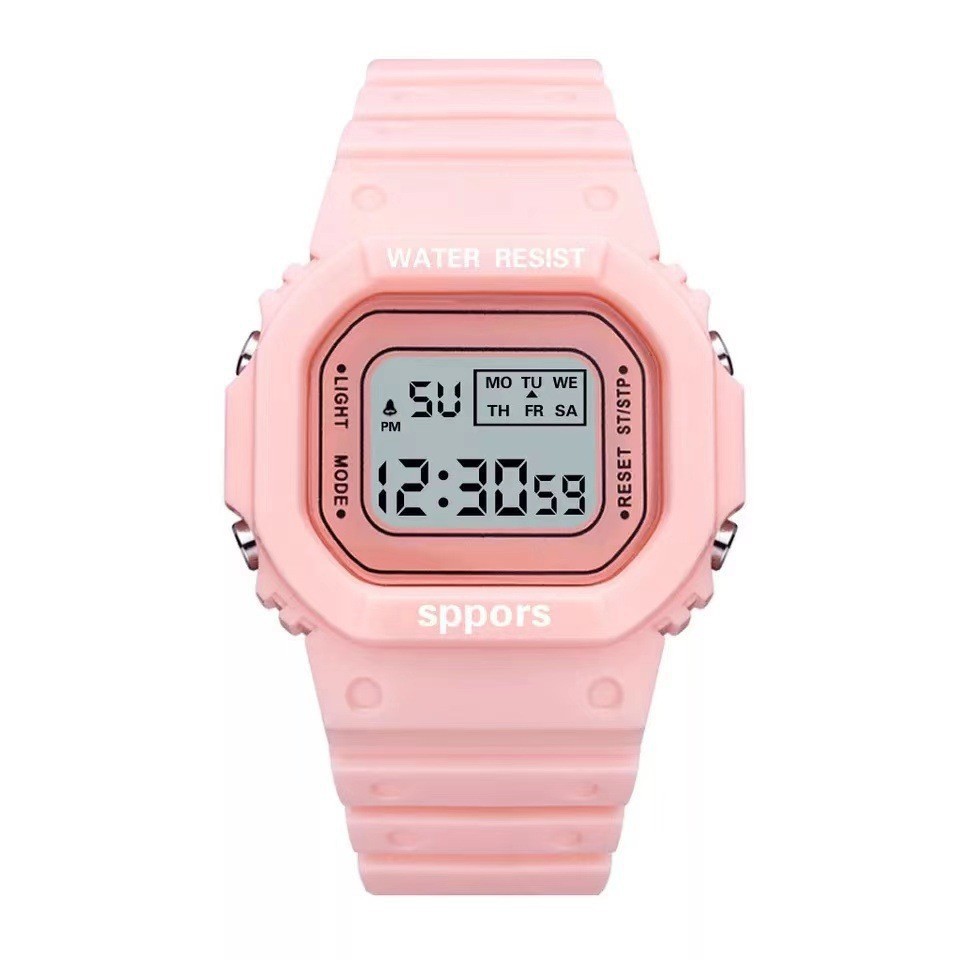 Factory wholesale Square small square Matcha green electronic watch for boys and girls students and children luminous waterproof sports electronic watch
