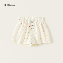 宥宝童装夏款女小童裤子彩色波点蝴蝶结印花薄款透气儿童时尚短裤