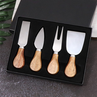 Stainless steel cheese knife four-piece wooden handle cheese knife and fork with gift box suit factory wholesale