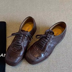 打版中水洗马皮法式复古英伦学院风系带休闲运动百搭单鞋乐福鞋